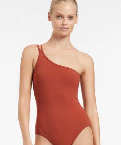 JETSET Double Strap One Shoulder One Piece Russet 7 JETSET Double Strap One Shoulder One Piece Russet -Seafolly Fashion Store J10880 Russet 2