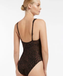 Jets Pantera Square Neck One Piece Chocolate -Seafolly Fashion Store J10921 Chocolate 4