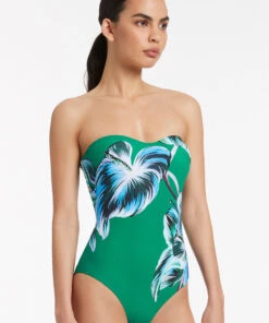 Jets Viva Leaf Bandeau One Piece Emerald -Seafolly Fashion Store J10962 Emerald 4