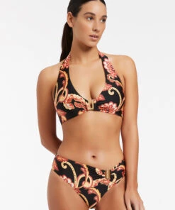 Jets Silk Road Trim Mid Bikini Bottom Black