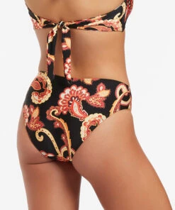 Jets Silk Road Trim Mid Bikini Bottom Black -Seafolly Fashion Store J3792 BLK 3
