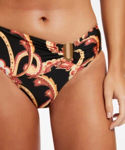 Jets Silk Road Trim Mid Bikini Bottom Black -Seafolly Fashion Store J3792 BLK 4