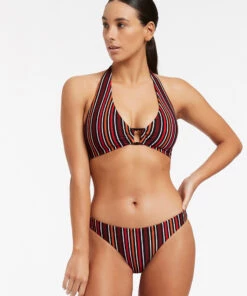 Jets Bedouin Stripe Hipster Bikini Bottom Black