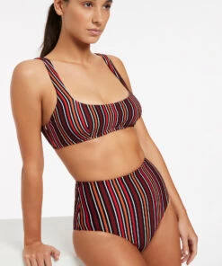 Jets Bedouin Stripe C/D Underwire Bikini Top Black