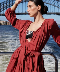 Jets Casa Lucia Bell Sleeve Kaftan Desert red