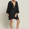 Jetset Wide Sleeve Kaftan Black