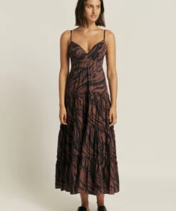 Jets Nomade Tiered Maxi Dress Burnt clay/black -Seafolly Fashion Store J60796 BT2520CLY2521BLK 4