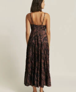 Jets Nomade Tiered Maxi Dress Burnt clay/black -Seafolly Fashion Store J60796 BT2520CLY2521BLK 5