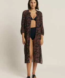 Jets Nomade Shirt Coverup Burnt clay/black -Seafolly Fashion Store J60806 BT2520CLY2521BLK 4