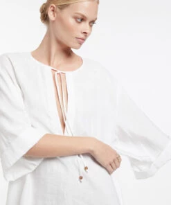 JETSET Wide Sleeve Kaftan White