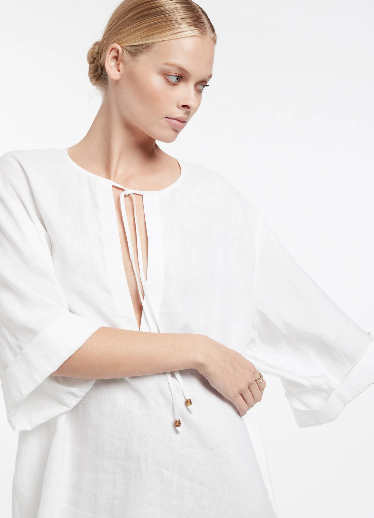 JETSET Wide Sleeve Kaftan White 1 JETSET Wide Sleeve Kaftan White