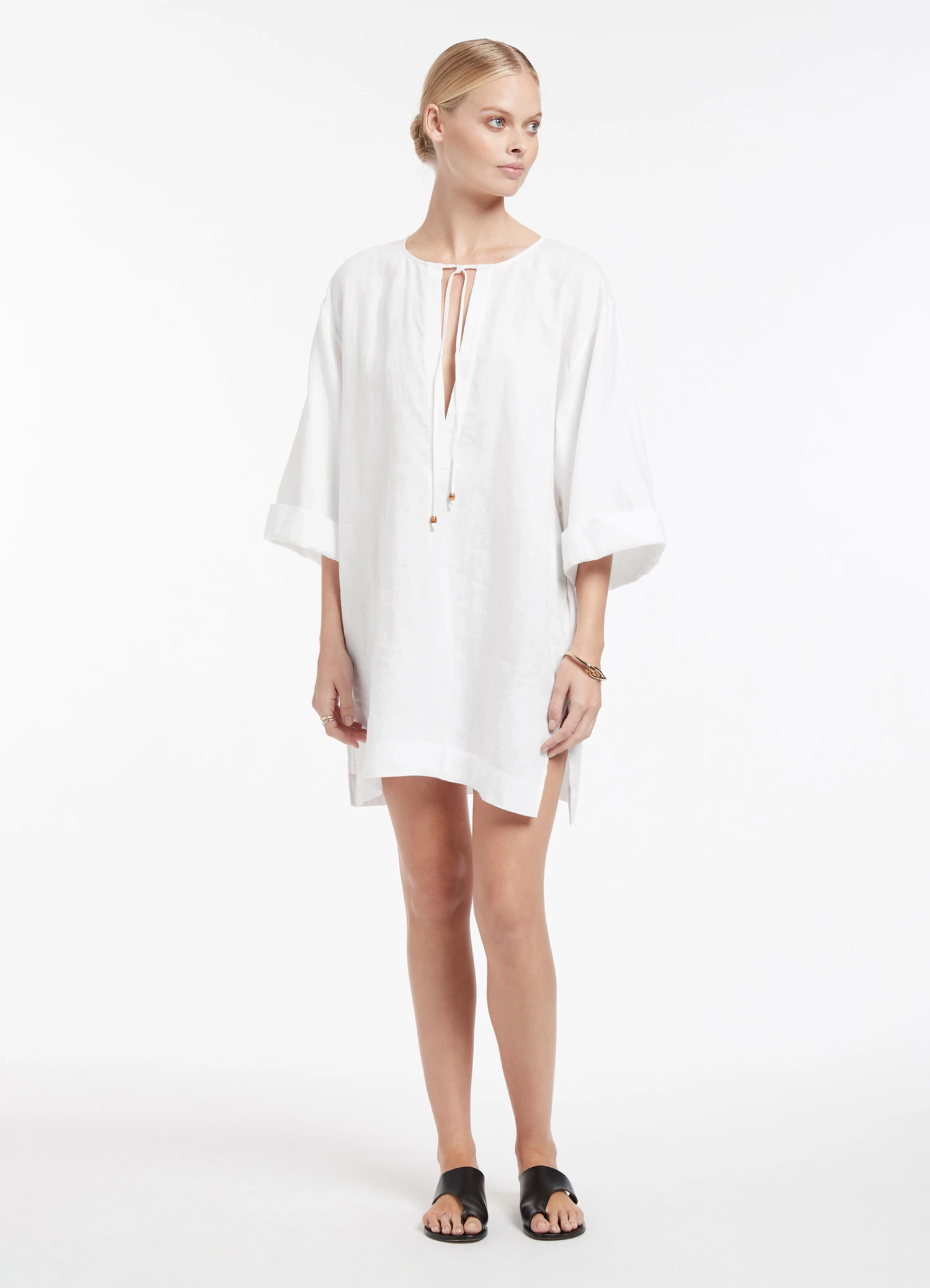 JETSET Wide Sleeve Kaftan White 2 JETSET Wide Sleeve Kaftan White - Image 2