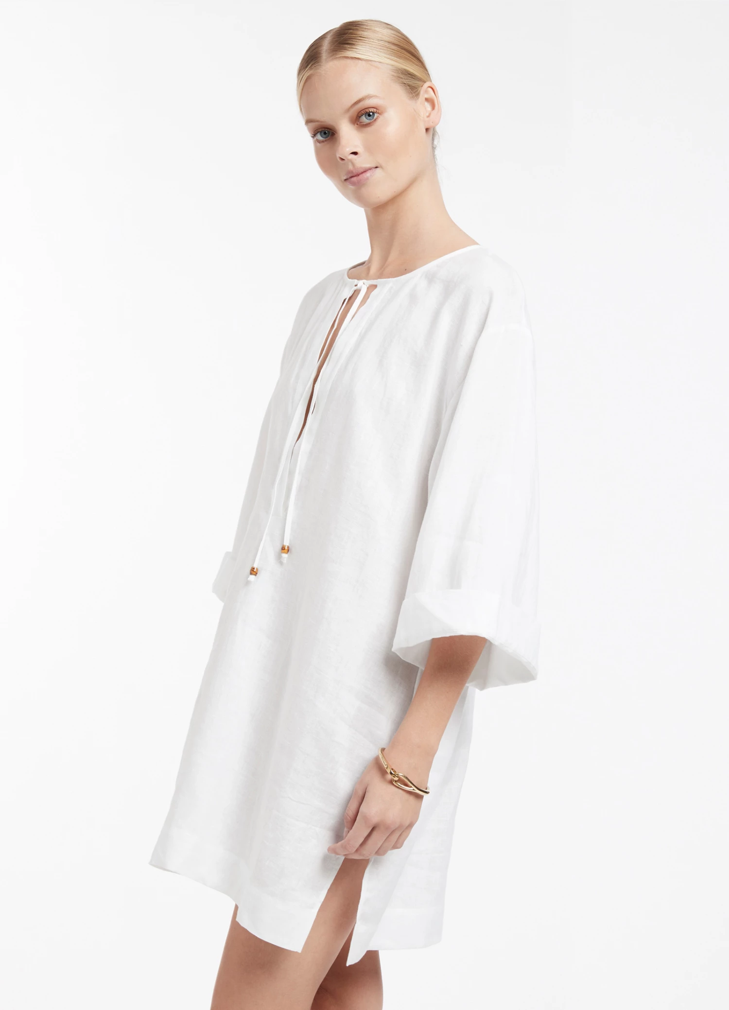 JETSET Wide Sleeve Kaftan White 3 JETSET Wide Sleeve Kaftan White - Image 3