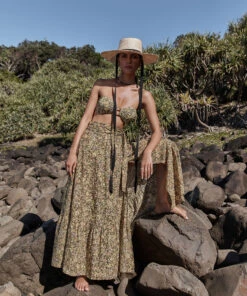 Jets Majorelle Maxi Wrap Front Skirt Olive