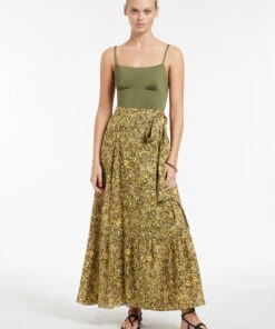 Jets Majorelle Maxi Wrap Front Skirt Olive -Seafolly Fashion Store J60826 Olive 3