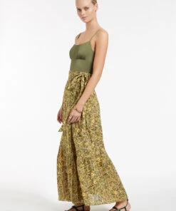Jets Majorelle Maxi Wrap Front Skirt Olive -Seafolly Fashion Store J60826 Olive 4