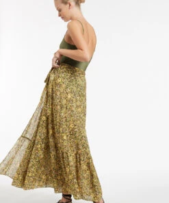 Jets Majorelle Maxi Wrap Front Skirt Olive -Seafolly Fashion Store J60826 Olive 5