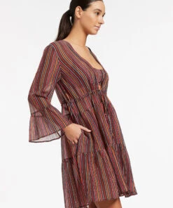 Jets Bedouin Stripe Tiered Cover Up Dress Black 9 Jets Bedouin Stripe Tiered Cover Up Dress Black -Seafolly Fashion Store J60830 Black 4