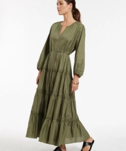 JETSET Tiered Maxi Dress Olive -Seafolly Fashion Store J60835 Olive 3
