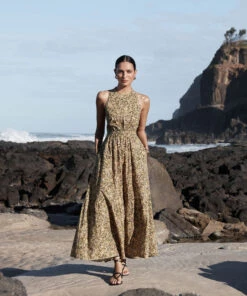 Jets Majorelle Tie Back Maxi Dress Olive