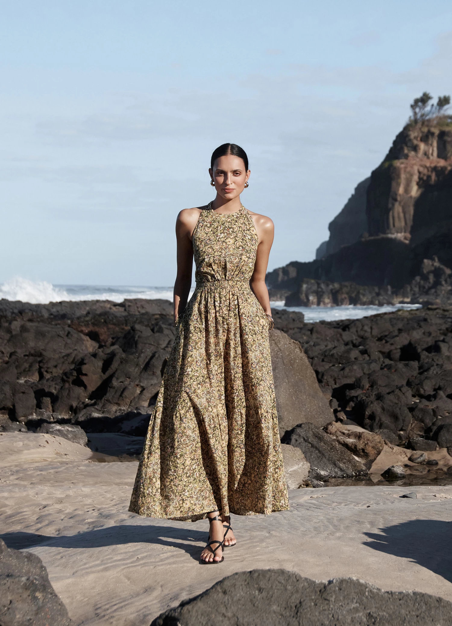 Jets Majorelle Tie Back Maxi Dress Olive 1 Jets Majorelle Tie Back Maxi Dress Olive