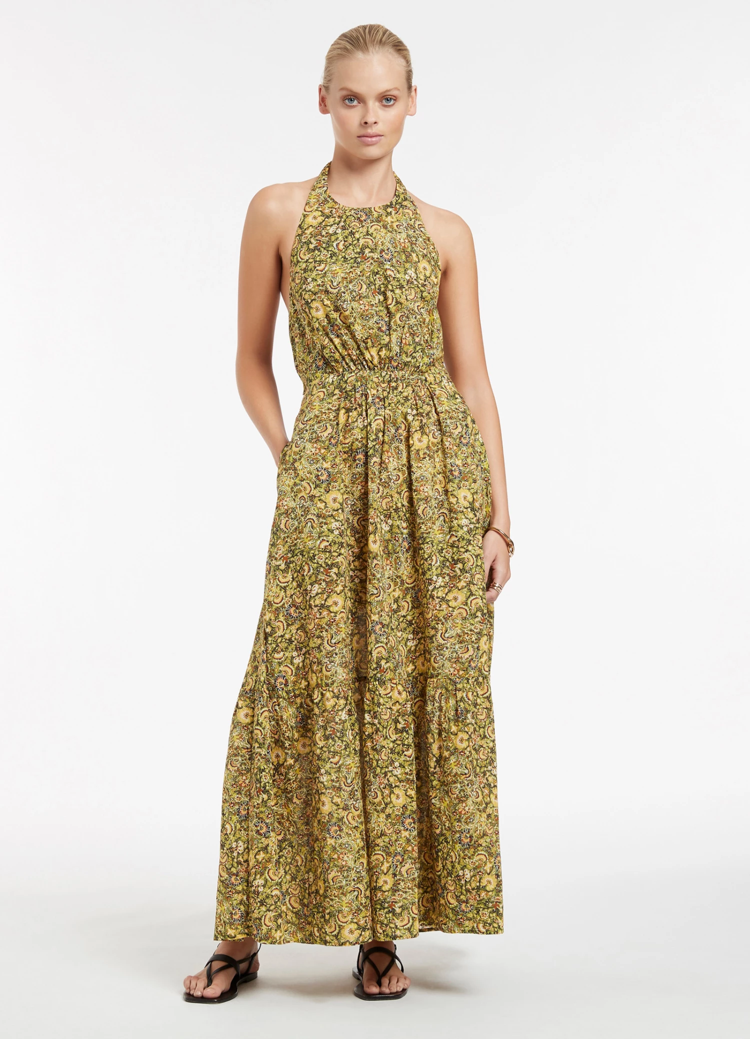Jets Majorelle Tie Back Maxi Dress Olive 3 Jets Majorelle Tie Back Maxi Dress Olive - Image 3
