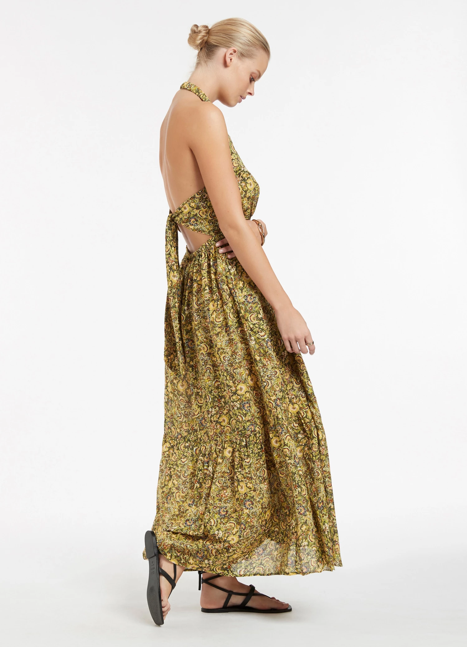 Jets Majorelle Tie Back Maxi Dress Olive 4 Jets Majorelle Tie Back Maxi Dress Olive - Image 4