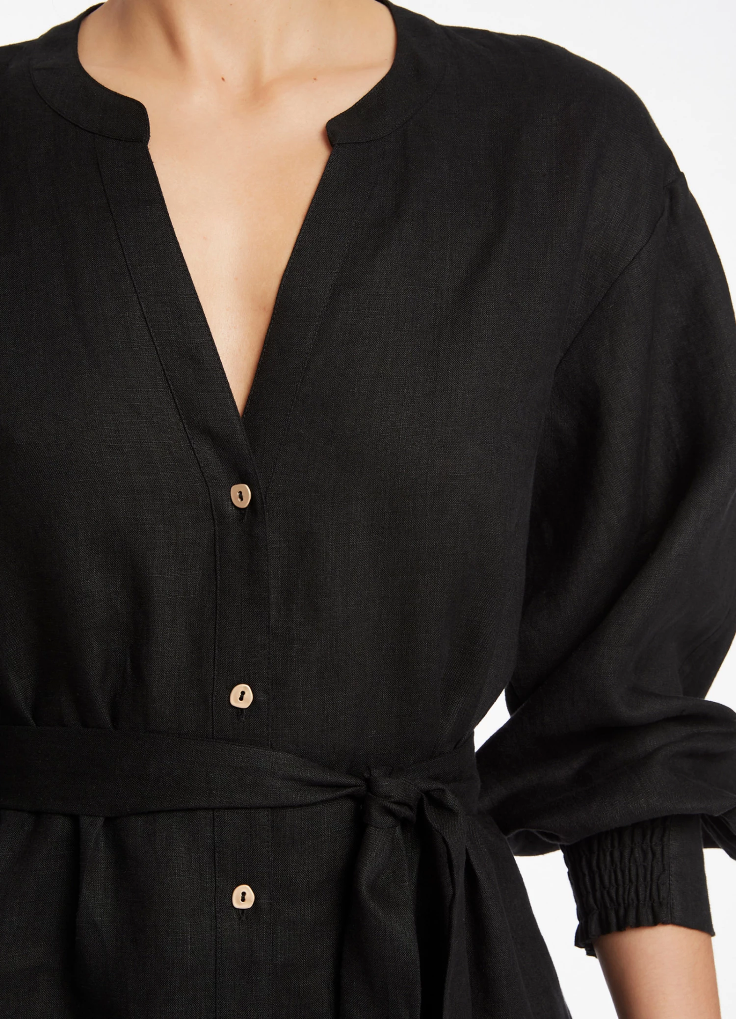 Jetset Shirred Cuff Shirt Dress Black 6 Jetset Shirred Cuff Shirt Dress Black - Image 6