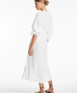 Jetset Shirred Cuff Shirt Dress White -Seafolly Fashion Store J60843 White 4