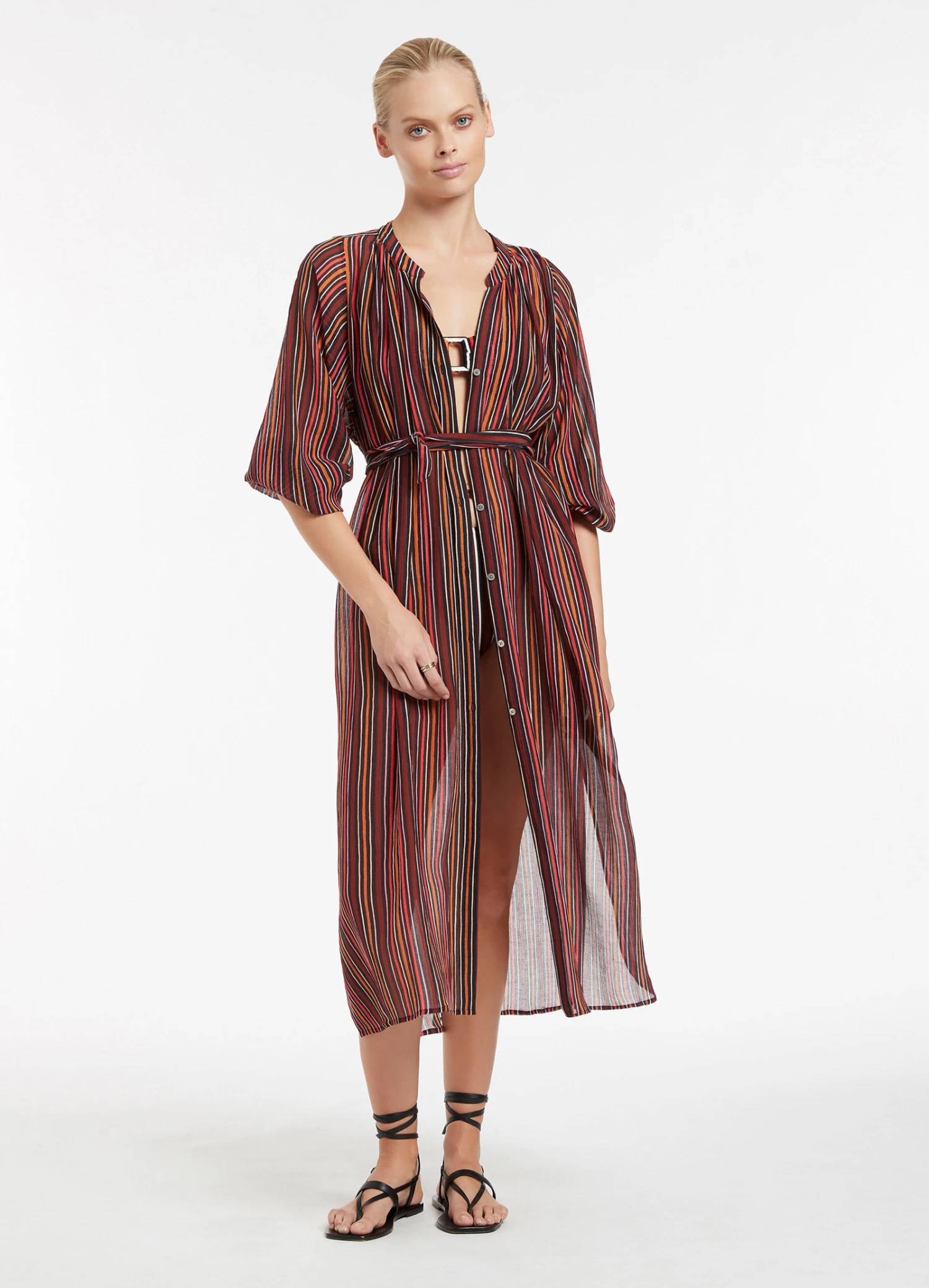 Jets Bedouin Stripe Gathered Soft Shirt Dress Black 4 Jets Bedouin Stripe Gathered Soft Shirt Dress Black - Image 4