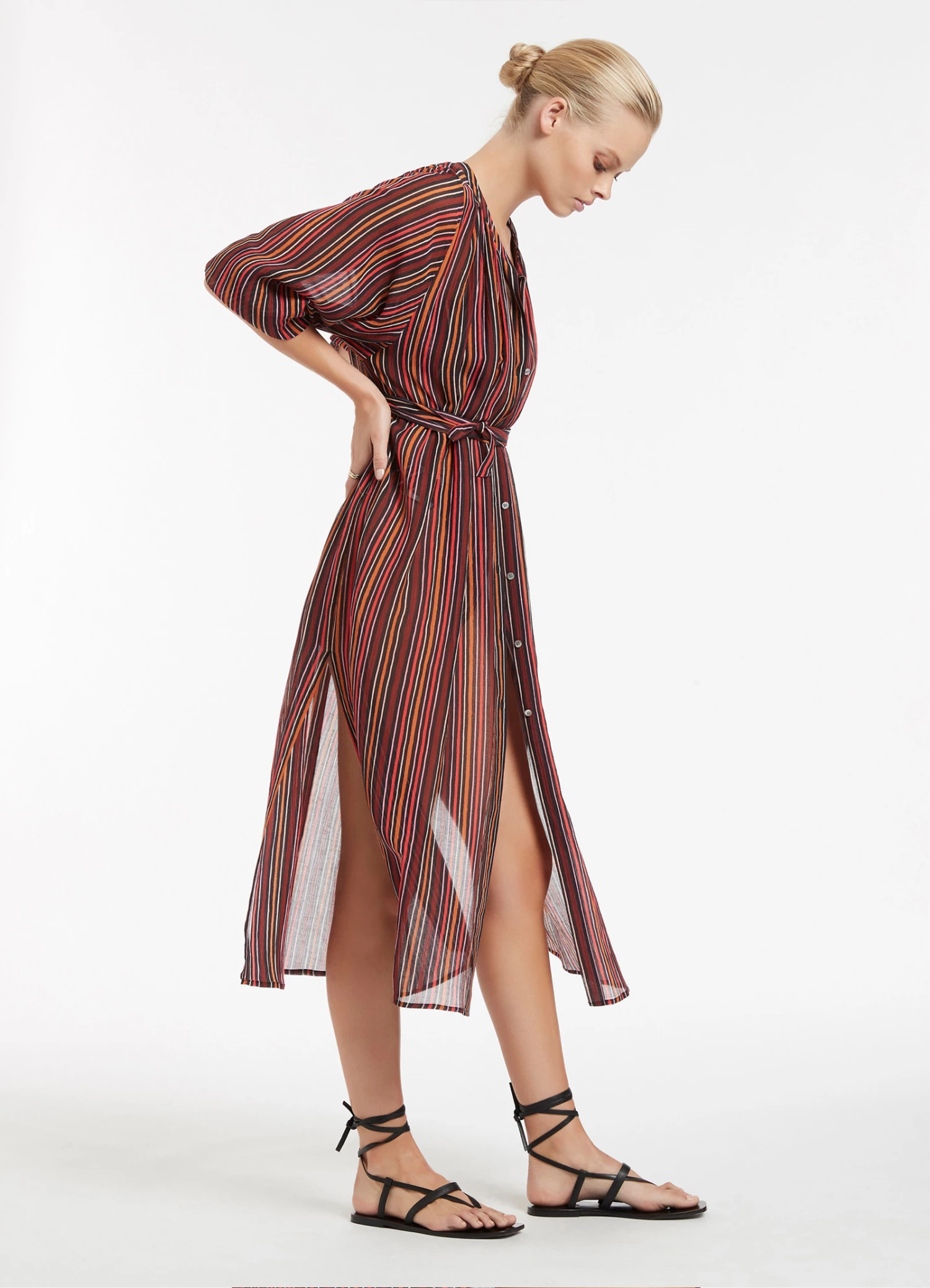 Jets Bedouin Stripe Gathered Soft Shirt Dress Black 5 Jets Bedouin Stripe Gathered Soft Shirt Dress Black - Image 5
