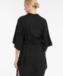 Jetset Kimono Kaftan Black 6 Jetset Kimono Kaftan Black -Seafolly Fashion Store J60856 Black 3