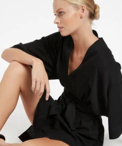 Jetset Kimono Kaftan Black 7 Jetset Kimono Kaftan Black -Seafolly Fashion Store J60856 Black 4
