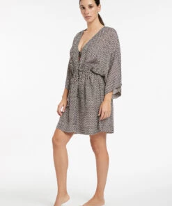 Jets Ipanema Gather Front Kaftan Chocolate -Seafolly Fashion Store J60860 Chocolate 3