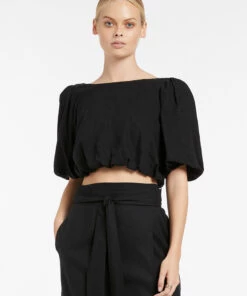 Jets Palmas Puff Sleeve Top Black
