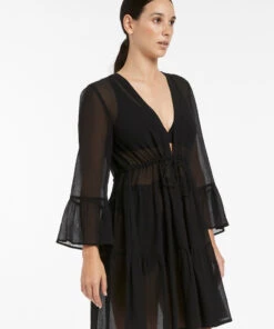 Jetset Tiered Cover Up Kaftan Black 6 Jetset Tiered Cover Up Kaftan Black -Seafolly Fashion Store J60870 BLK 3