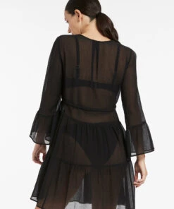 Jetset Tiered Cover Up Kaftan Black 7 Jetset Tiered Cover Up Kaftan Black -Seafolly Fashion Store J60870 BLK 4