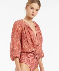 Jets Bonita Gathered Shirt Maple 11 Jets Bonita Gathered Shirt Maple -Seafolly Fashion Store J60883 Maple 5