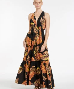 Jets Palmas Plunge Maxi Dress Black 8 Jets Palmas Plunge Maxi Dress Black -Seafolly Fashion Store J60895 Black 3
