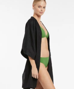Jetset Beach Robe Black 9 Jetset Beach Robe Black -Seafolly Fashion Store J60899 BLK 6