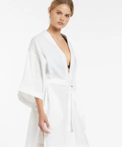 Jetset Beach Robe White -Seafolly Fashion Store J60899 WHT 3