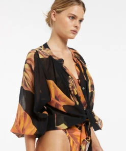 Jets Palmas Gathered Shirt Black -Seafolly Fashion Store J60902 Black 3