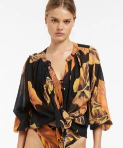 Jets Palmas Gathered Shirt Black -Seafolly Fashion Store J60902 Black 6