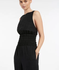 Jets Palmas Shirred Jumpsuit Black 7 Jets Palmas Shirred Jumpsuit Black -Seafolly Fashion Store J60904 Black 3